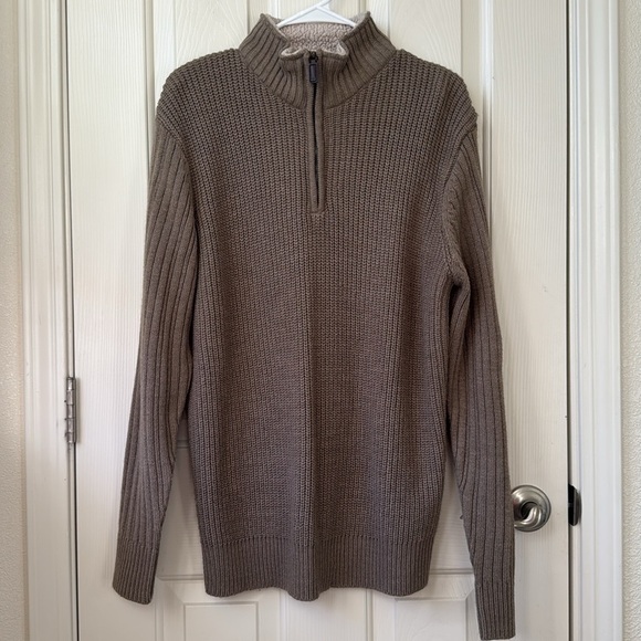 Oscar Dela Renta Knit Mock Turtleneck Sweater Beige Brown Medium - Picture 1 of 8